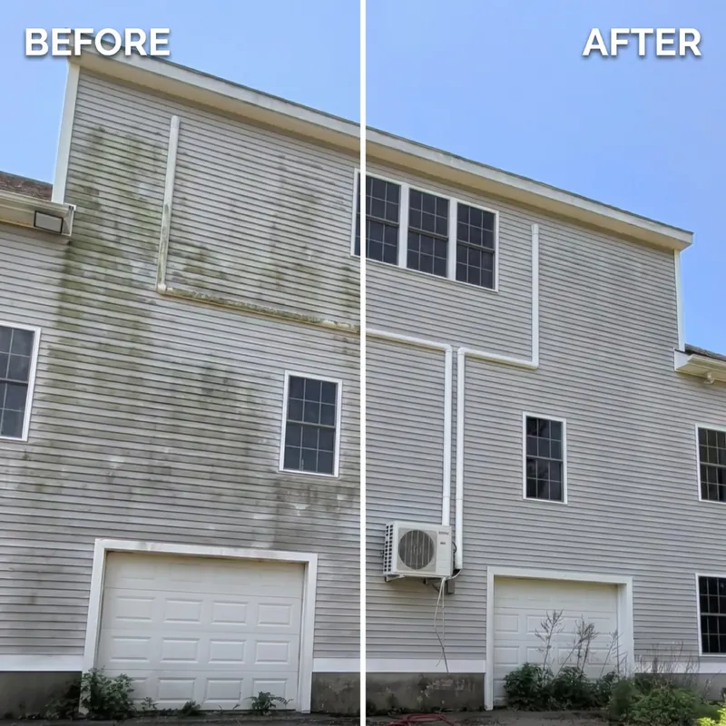 Before and after house washing in Branford