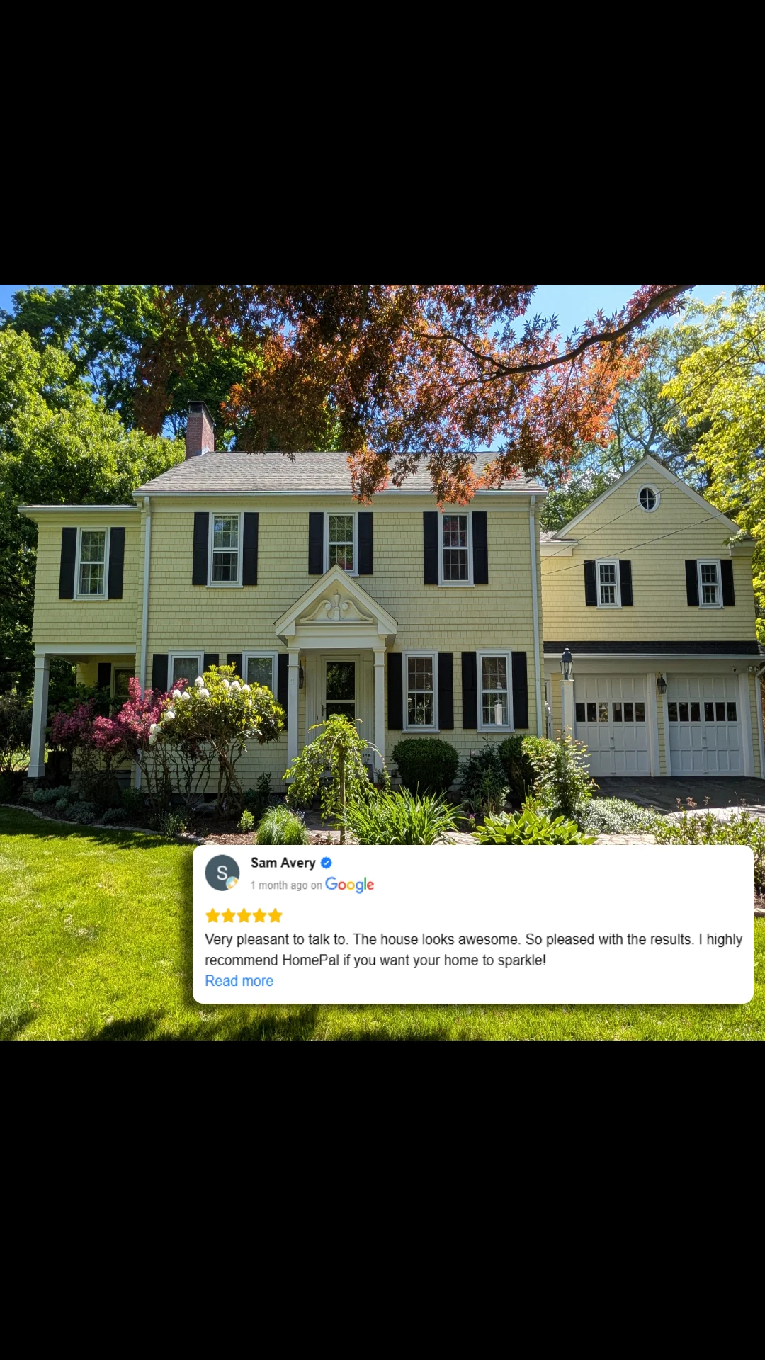 Freshly washed house with a five-star review from Sam Avery praising the results