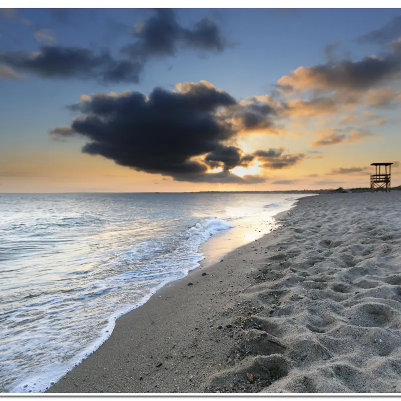 Sunset over Hammonasset Beach in Madison