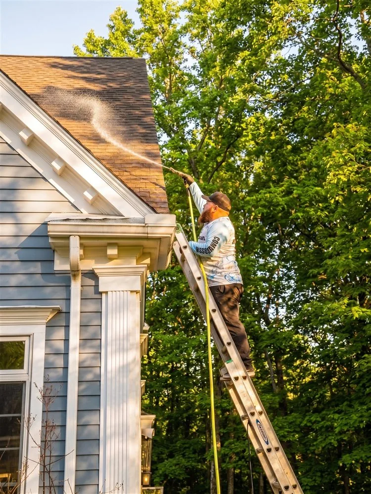 HomePal soft washing a roof in Guilford, CT